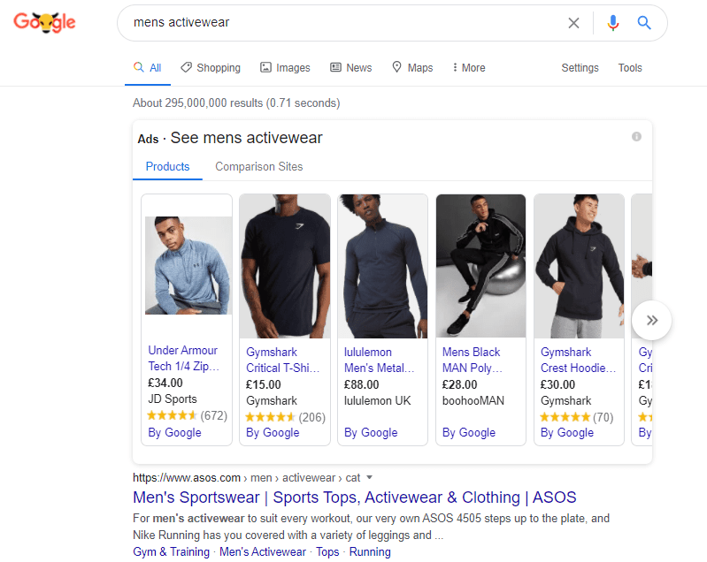 Google Search Mens Activewear