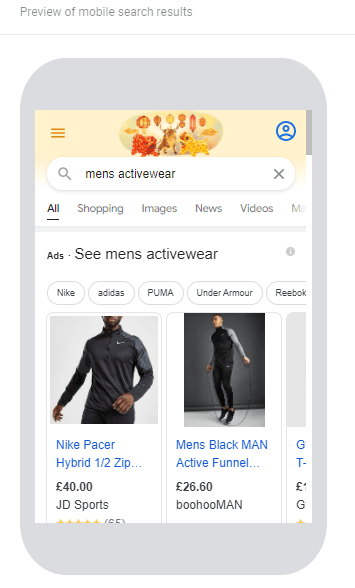 Mobile Search Results on Google Preview